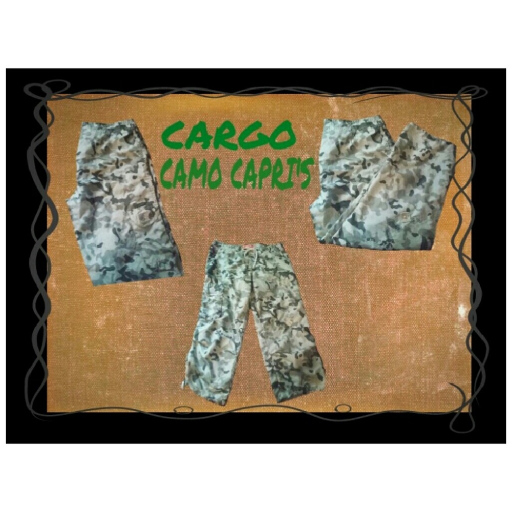 Vintage Y2K 90s Grunge Verona Snow Camo Combat Cargo Capri's~Sz 5/6~LN
